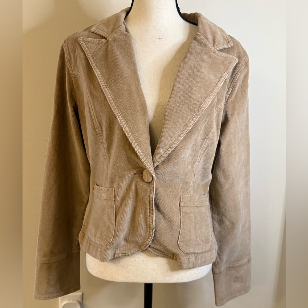 Carbon tan corduroy cropped blazer jacket SZ LG